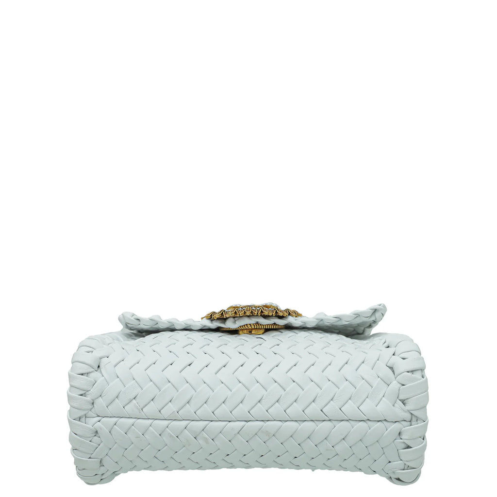 Dolce & Gabbana White Woven Devotion Small Chain Bag