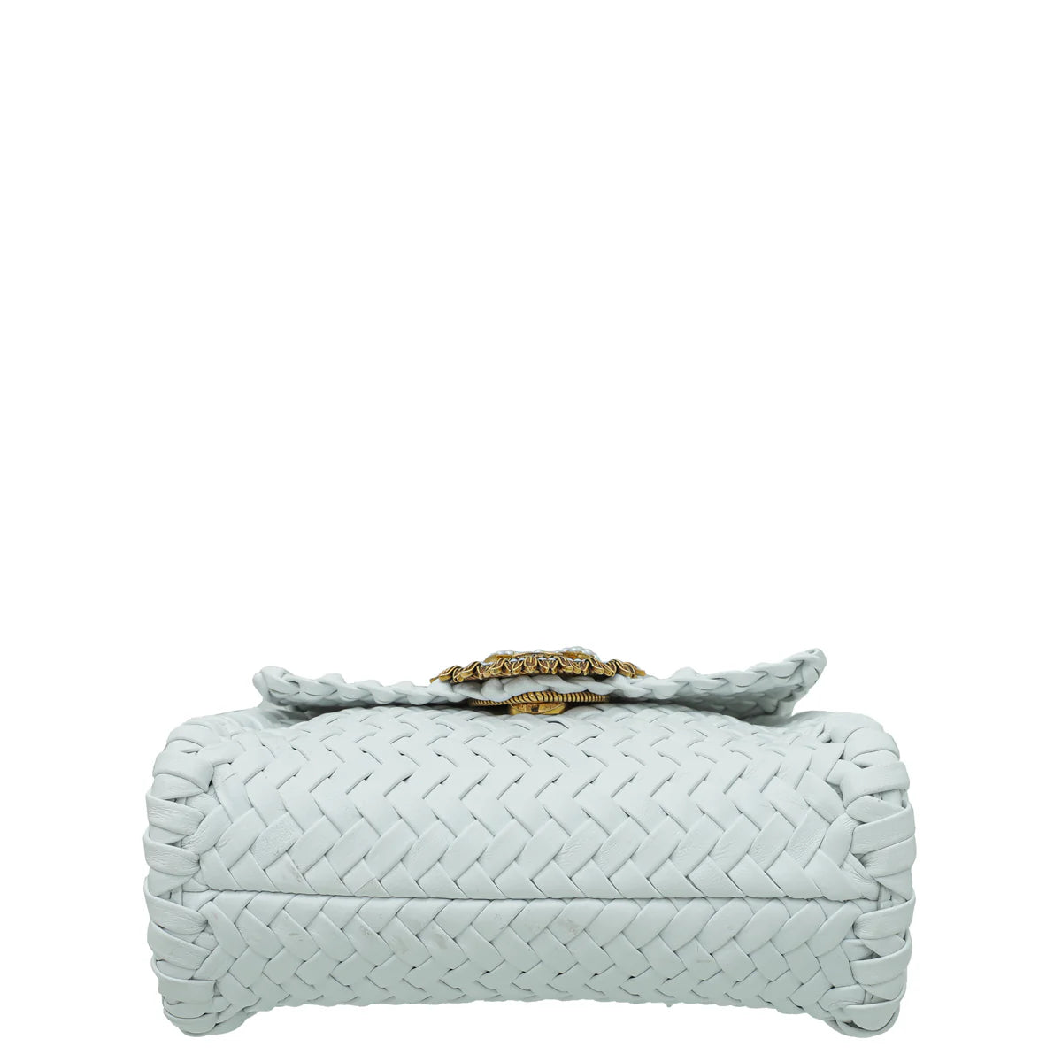 Dolce & Gabbana White Woven Devotion Small Chain Bag