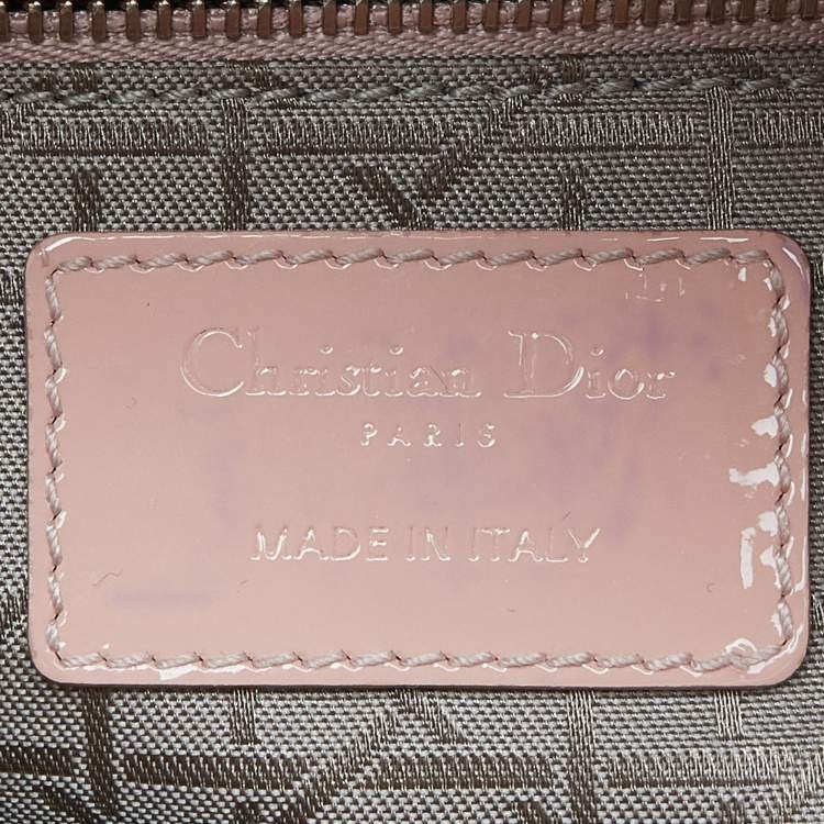 Dior Pink Cannage Patent Leather Mini Lady Dior Tote