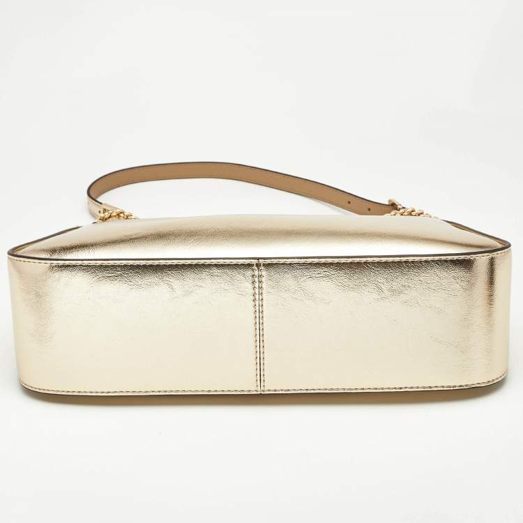 Michael Kors Gold Leather Large Wilma Chain Hobo