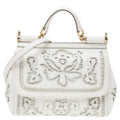 Dolce & Gabbana White Floral Leather Miss Sicily Top Handle Bag