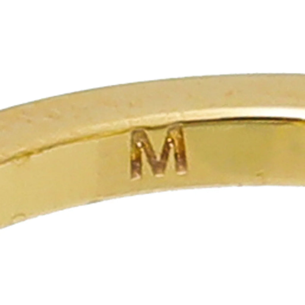 Fendi Yellow Gold Tone Monster Eye Faux Pearl 2 in 1 Ring