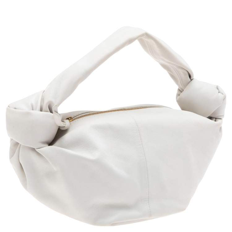 Bottega Veneta White Leather Double Knot Clutch