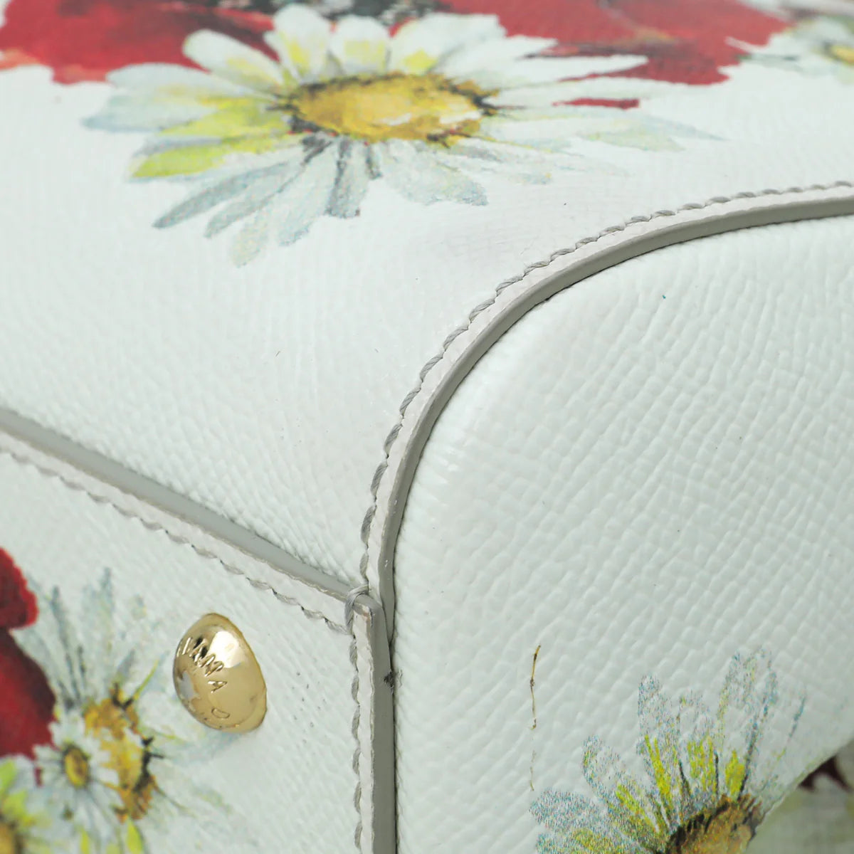 Dolce & Gabbana White Multicolor Flower Print Sicily Medium Bag