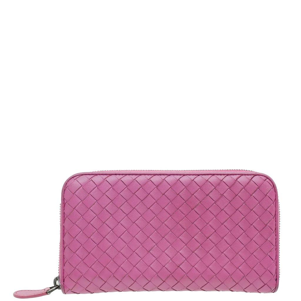 Bottega Veneta Peony Nappa Intrecciato Zip Around Wallet