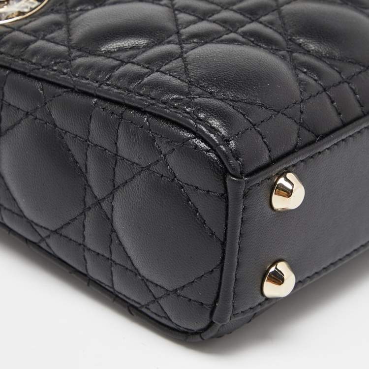 Dior Black Cannage Leather Micro Lady Dior Tote