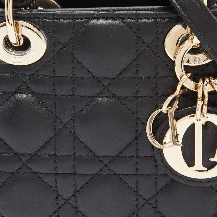 Dior Black Cannage Leather Micro Lady Dior Tote