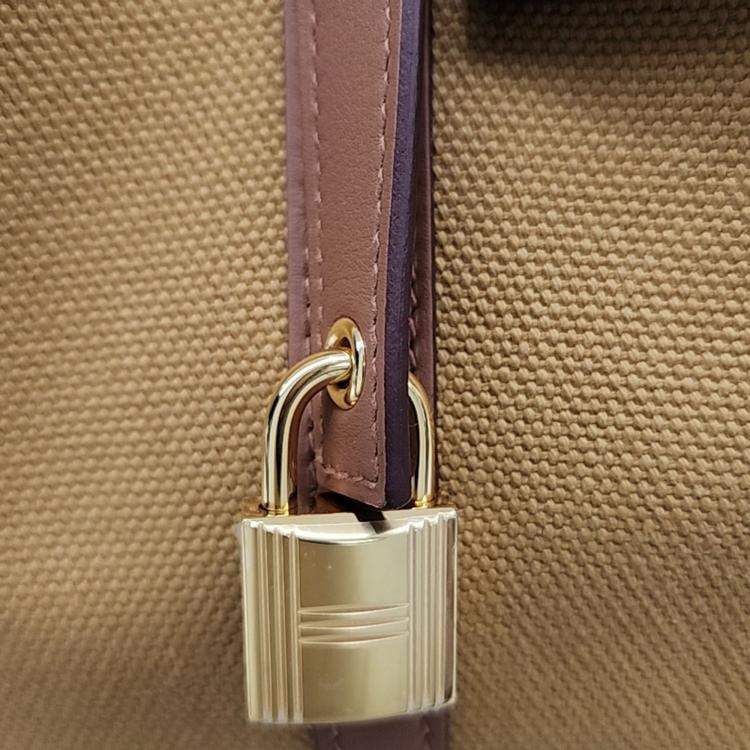 Hermes Brown Fabric Cargo Lock Picotin 18