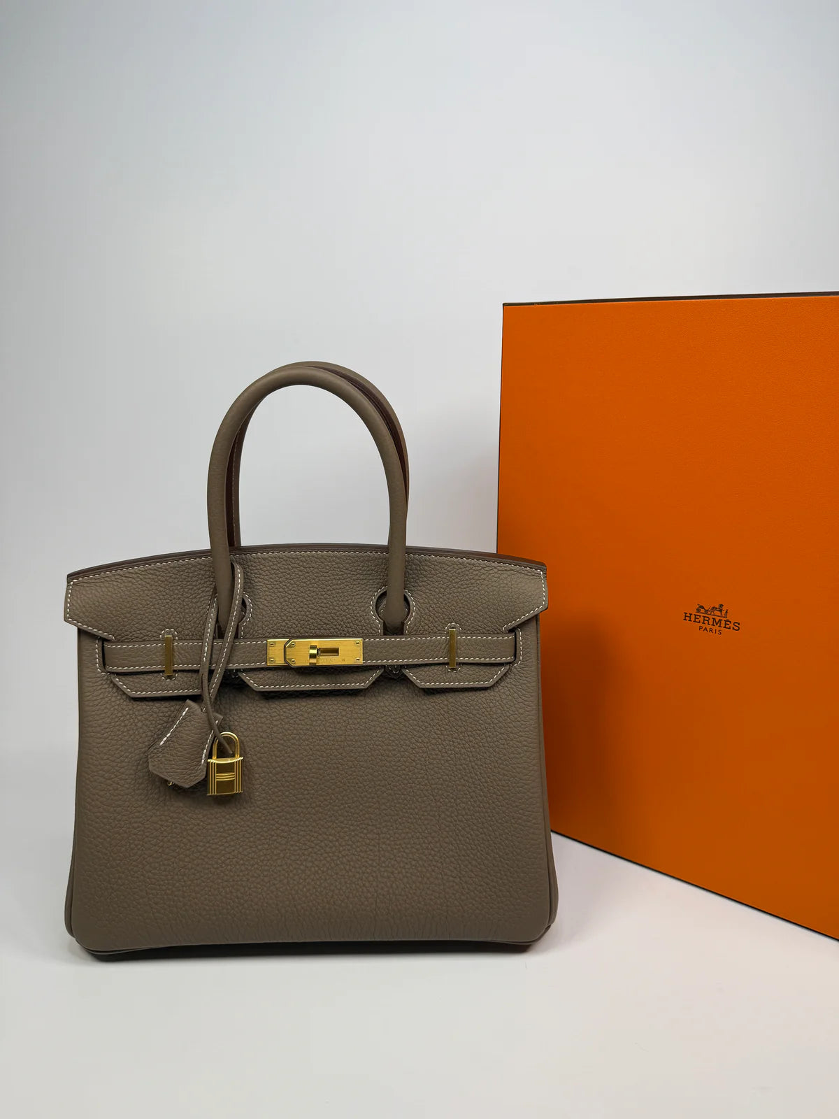 HERMÈS BIRKIN 30 IN ETOUPE TOGO LEATHER WITH BRUSHED GHW