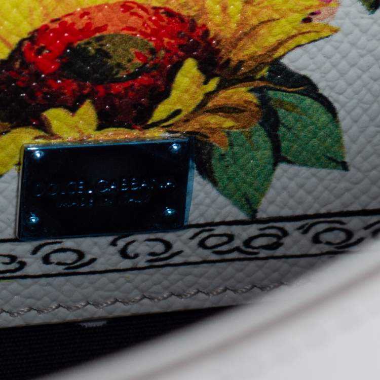 Dolce & Gabbana White/Multicolor Floral Print Leather Medium Miss Sicily Top Handle Bag