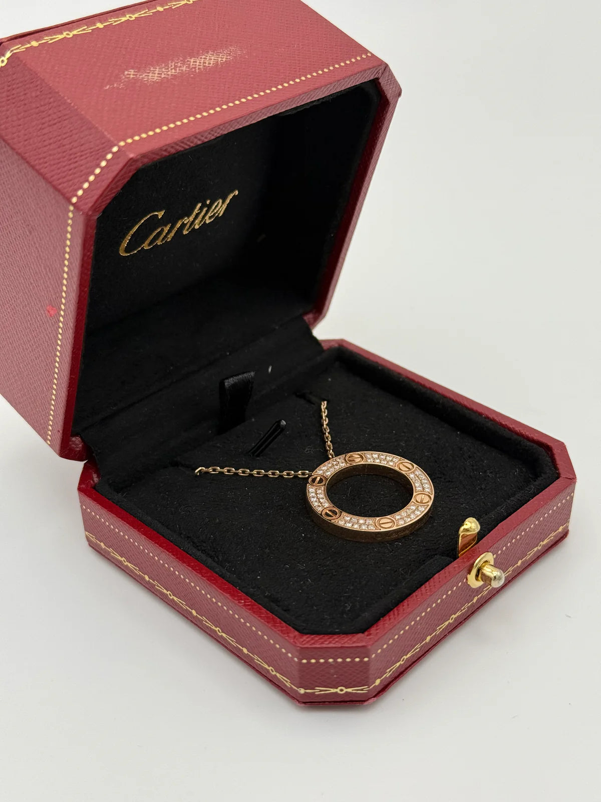 CARTIER LOVE 18CT ROSE-GOLD AND 0.34CT DIAMOND NECKLACE
