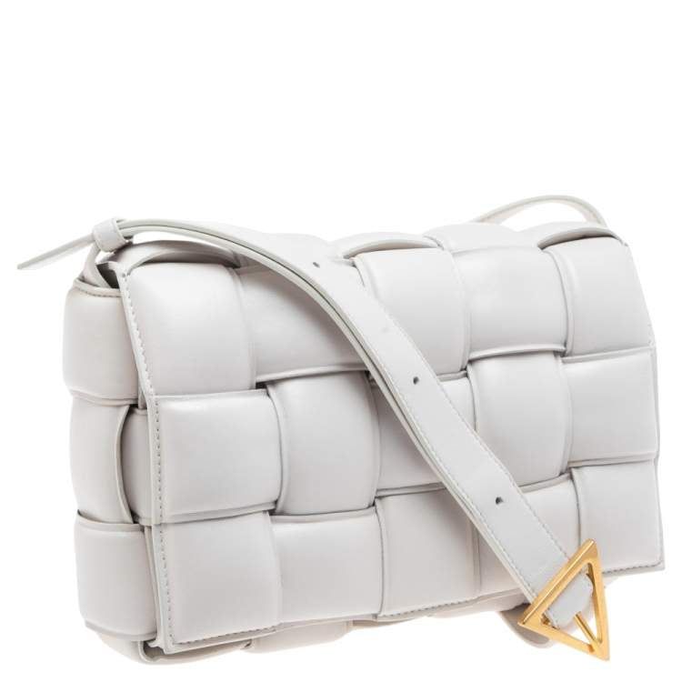 Bottega Veneta White Padded Leather Cassette Shoulder Bag