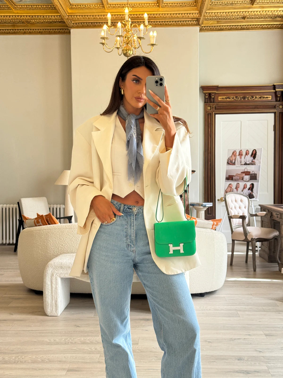 HERMÈS CONSTANCE 18 IN VERT COMICS CHÈVRE MYSORE LEATHER