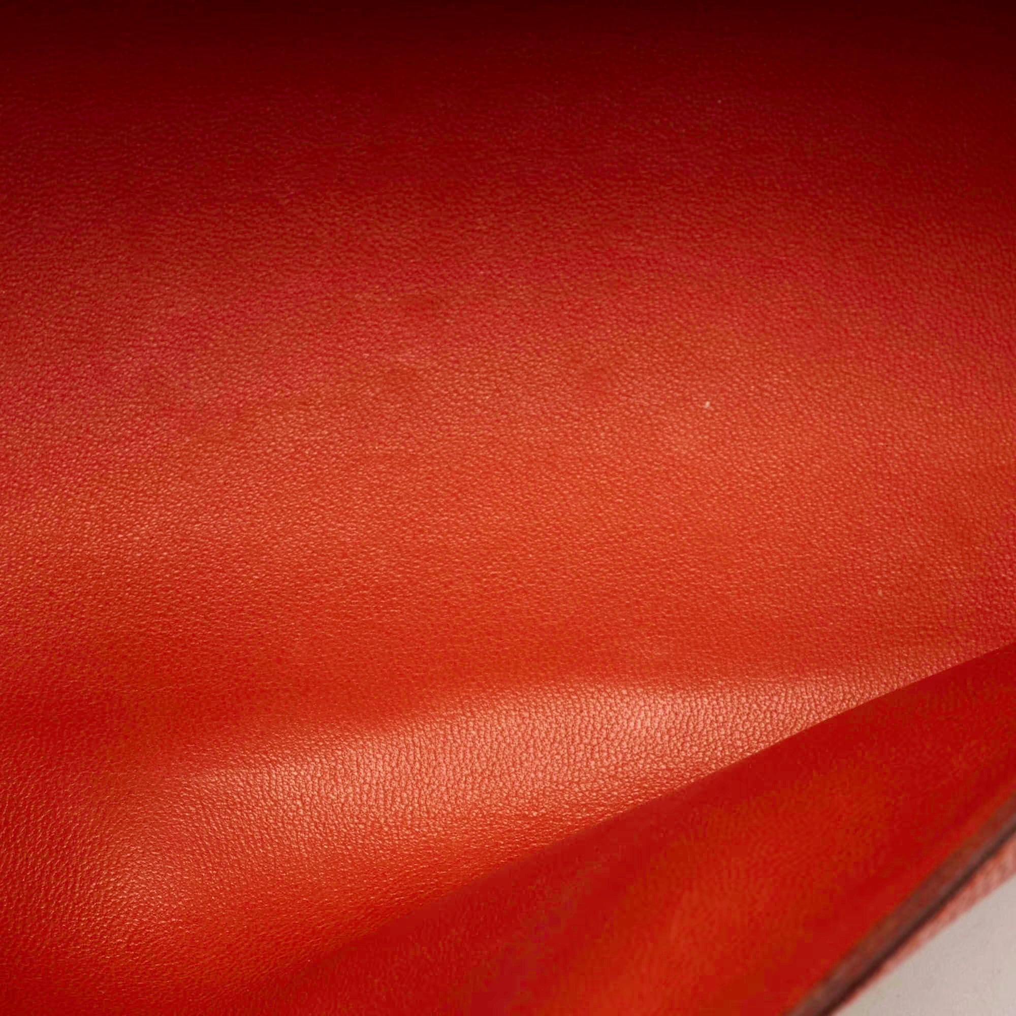 Hermes Kelly Palladium Finish Orange Poppy Epsom Leather Pochette