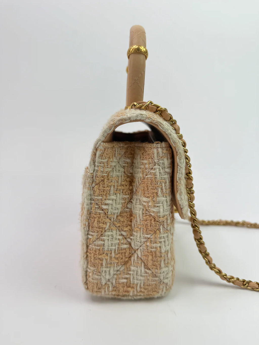 CHANEL MINI SQUARE FLAP WITH TOP HANDLE ANTIQUE GOLD HARDWARE