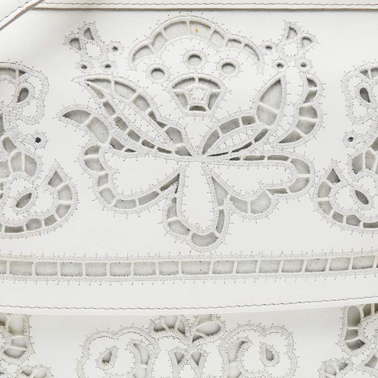 Dolce & Gabbana White Floral Leather Miss Sicily Top Handle Bag