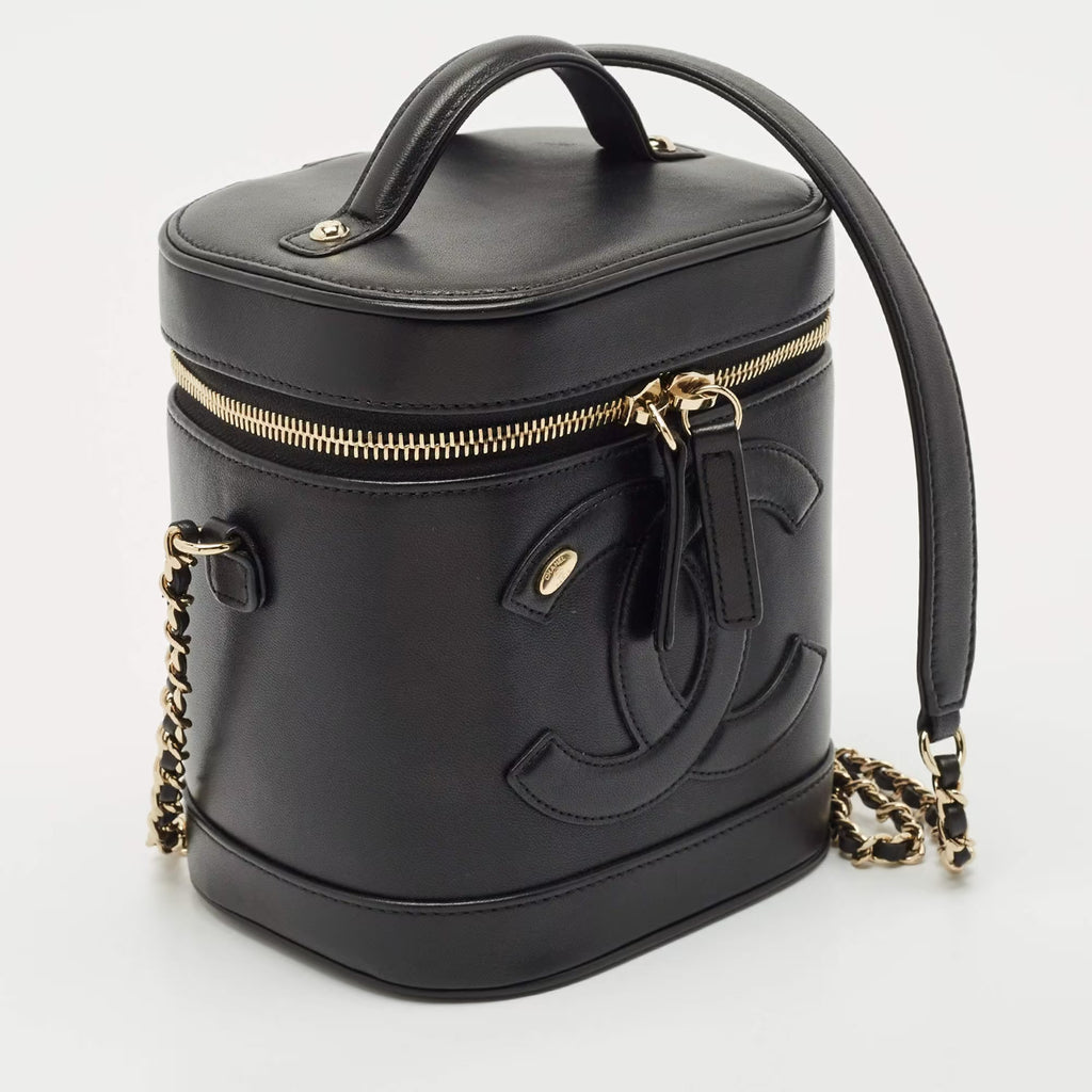 Chanel Black Leather CC Mania Vanity Bag