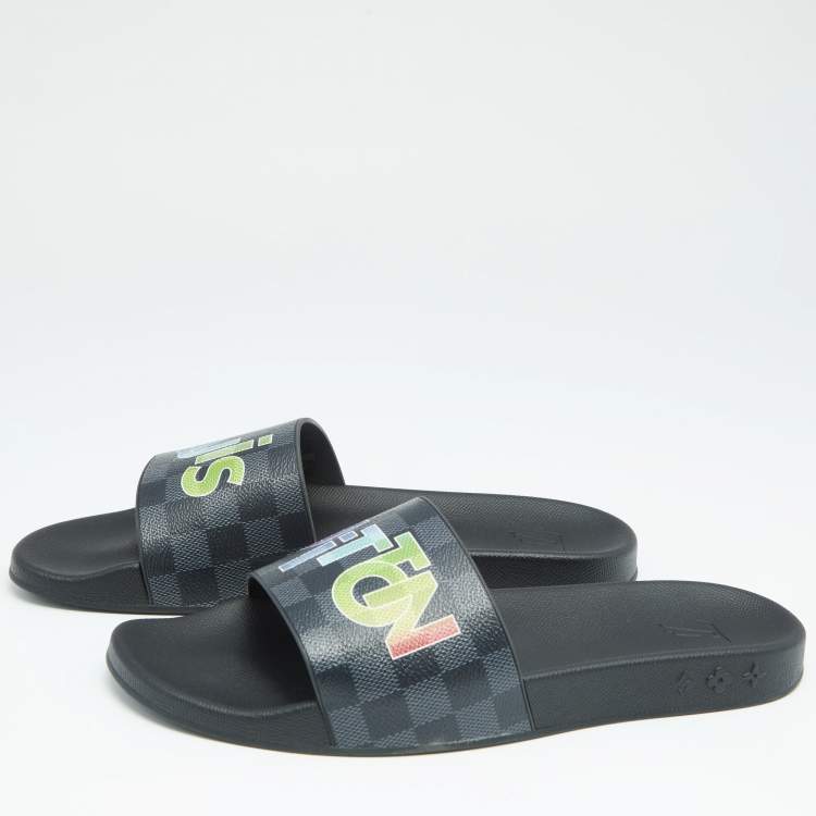 Louis Vuitton Black Damier Canvas Waterfront Eclipse Mule Sandals Size 44.5
