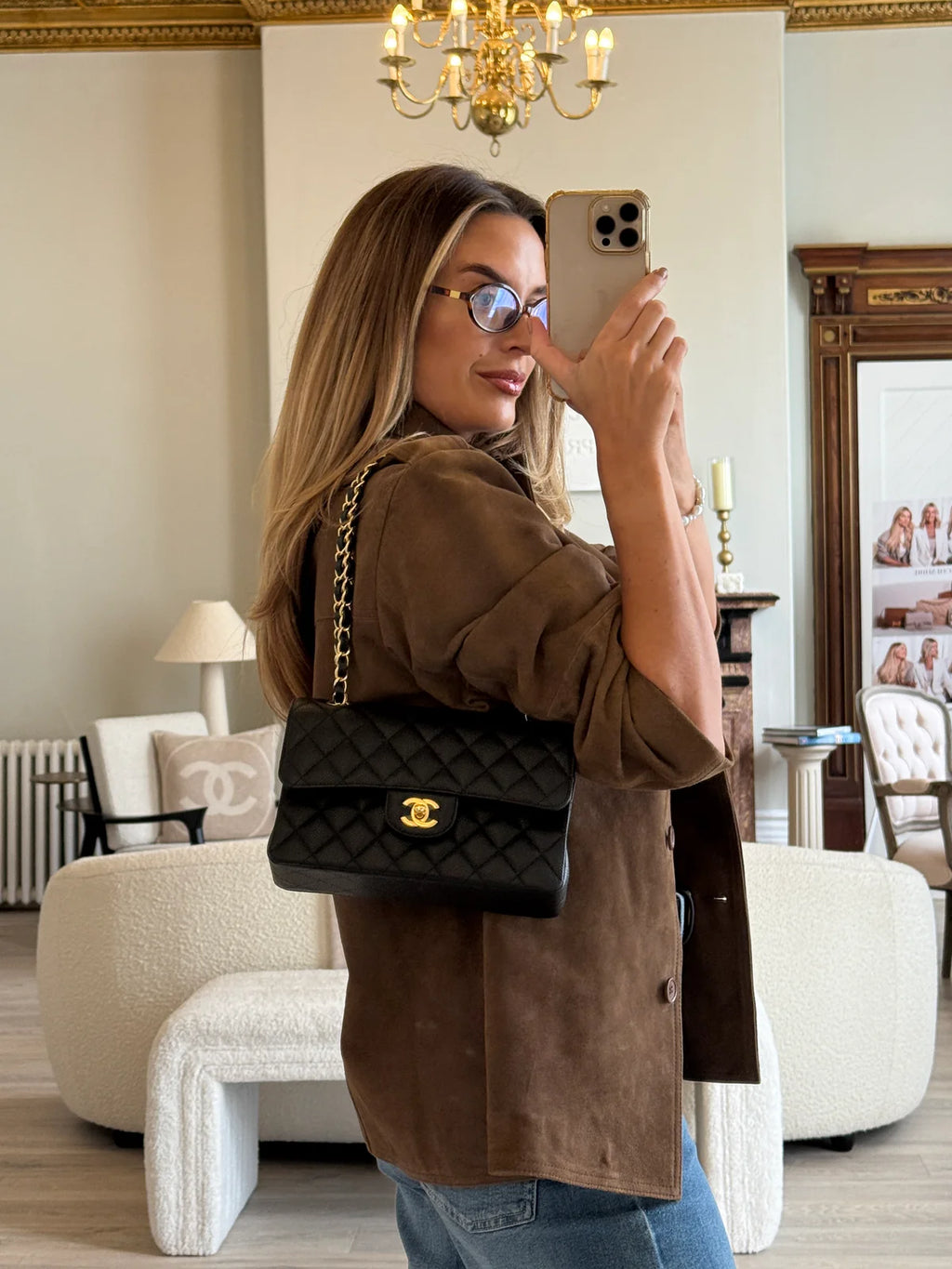 CHANEL SMALL CLASSIC DOUBLE FLAP IN BLACK CAVIAR LEATHER WITH GHW