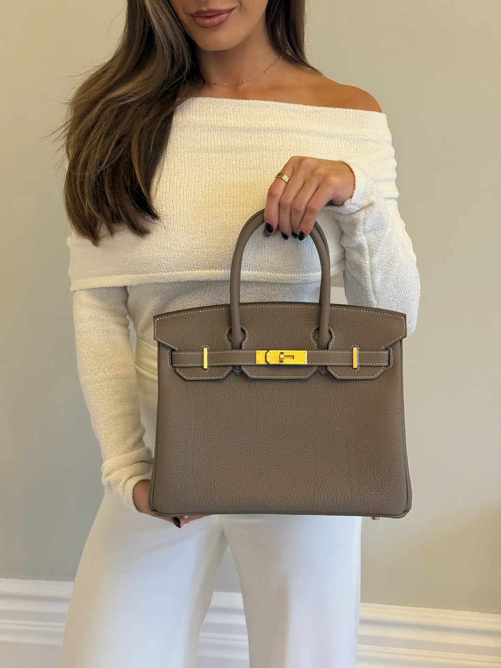 HERMÈS BIRKIN 30 IN ETOUPE TOGO LEATHER WITH BRUSHED GHW
