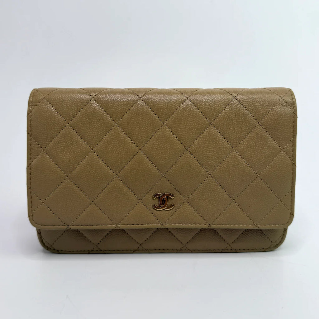 CHANEL WALLET ON CHAIN BEIGE CAVIAR LEATHER GHW