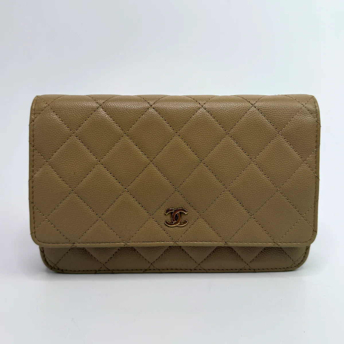 CHANEL WALLET ON CHAIN BEIGE CAVIAR LEATHER GHW