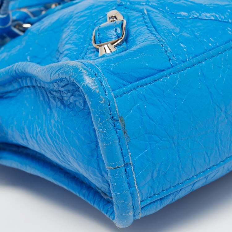 Balenciaga Blue Leather Nano Classic City Tote