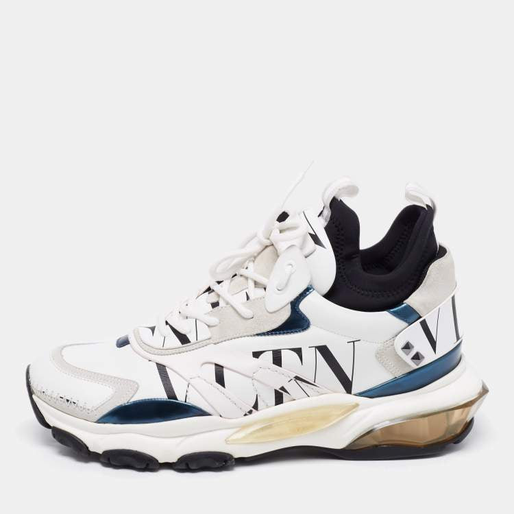 Valentino Multicolor Leather And Suede Lace Up Sneakers Size 44