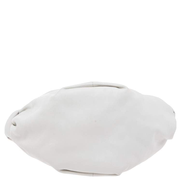Bottega Veneta White Leather Double Knot Clutch