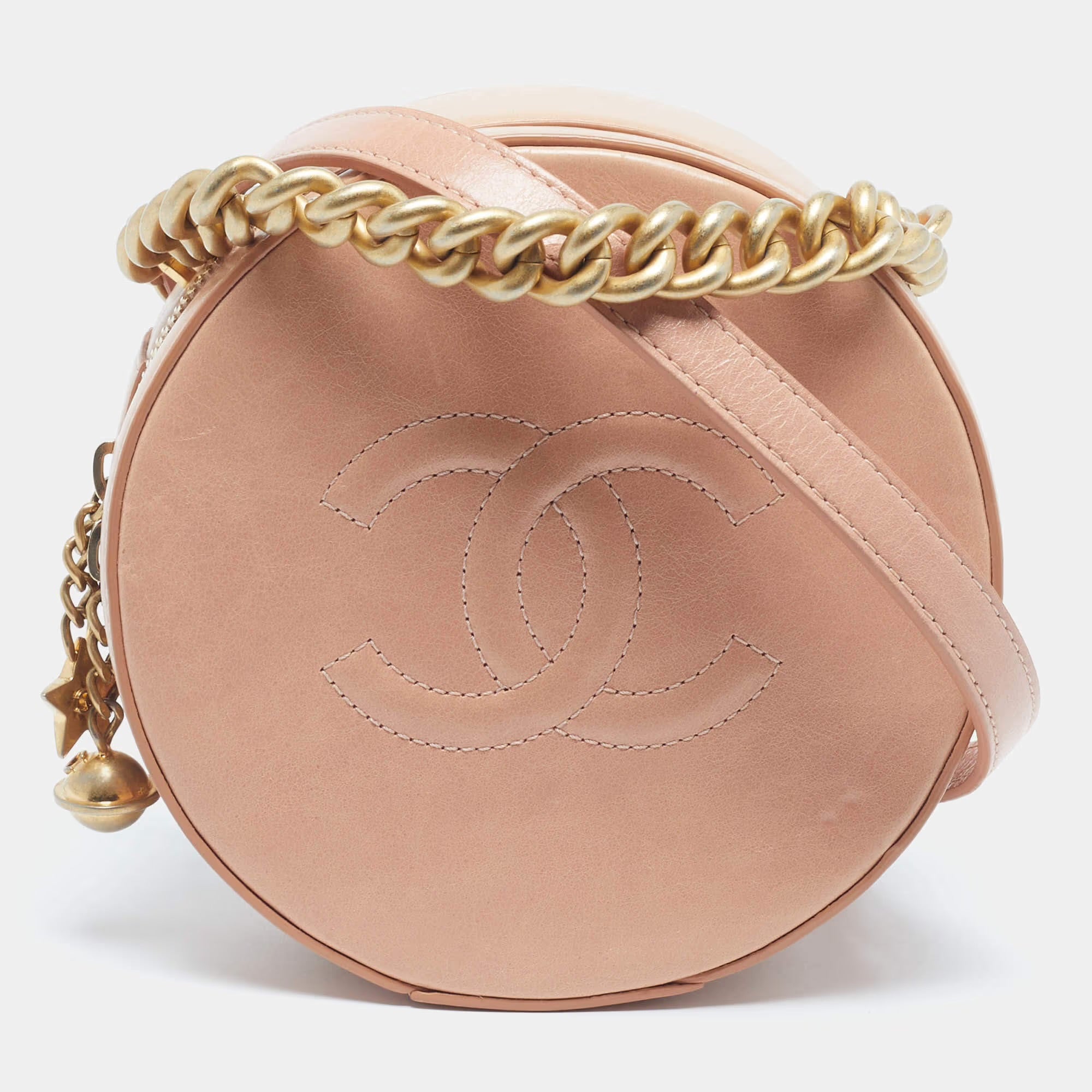 Chanel Round as Earth Peach Leather Bag