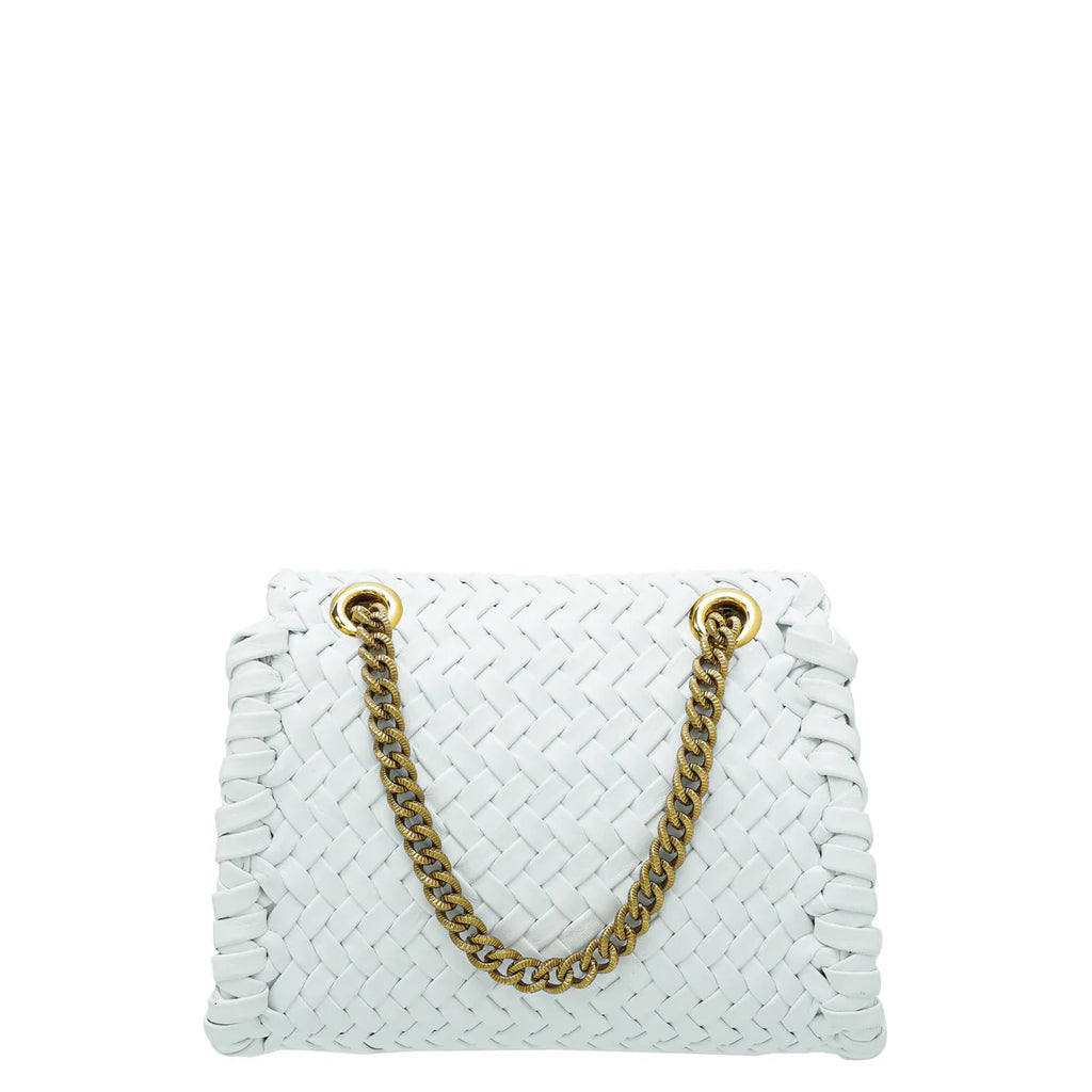 Dolce & Gabbana White Woven Devotion Small Chain Bag