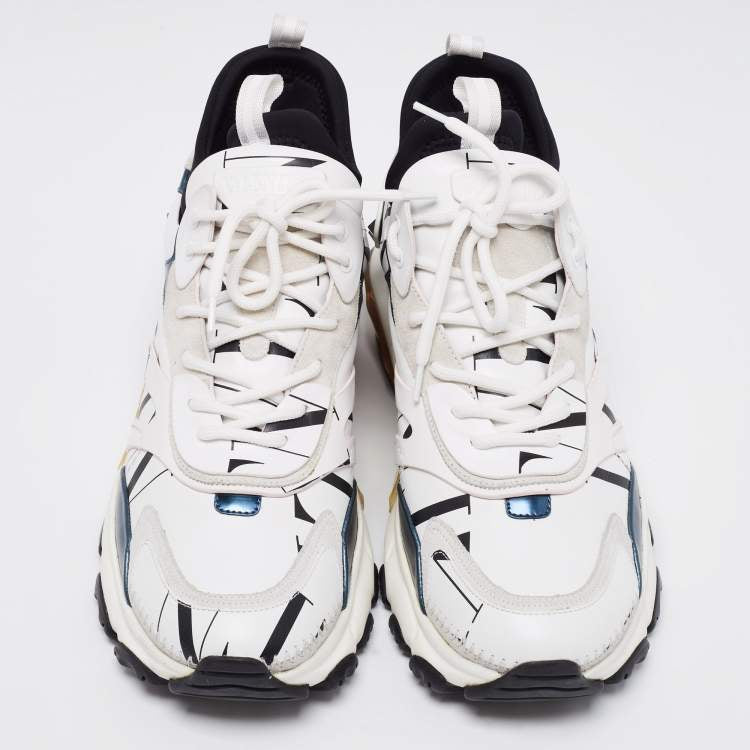 Valentino Multicolor Leather And Suede Lace Up Sneakers Size 44