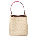 Coach Beige/Pink Signature Coated Canvas and Leather Small Town Bucket Bag