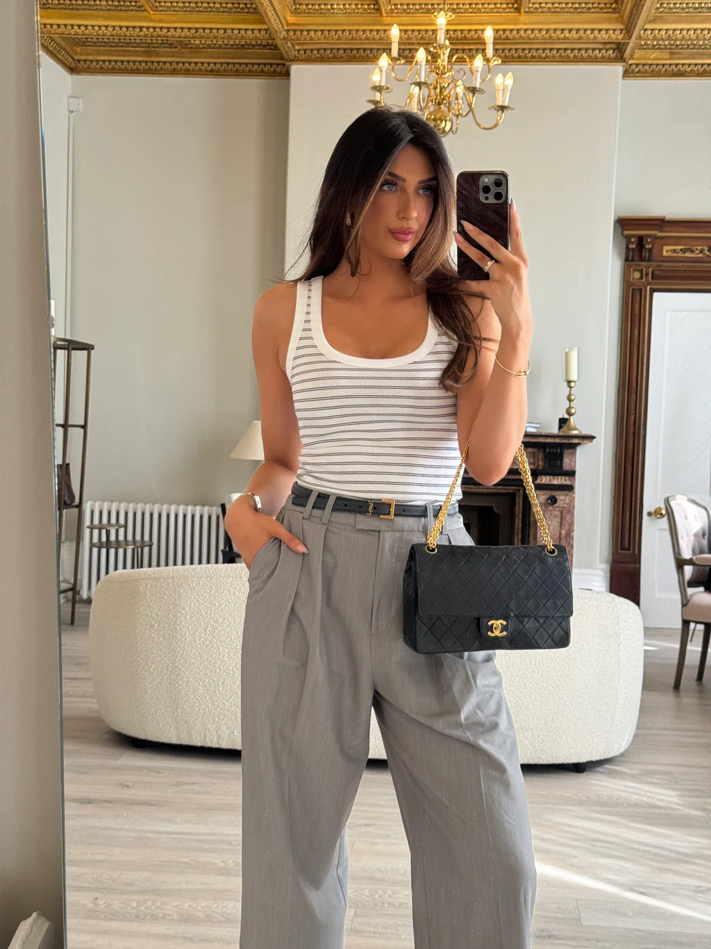 CHANEL VINTAGE BIJOUX CHAIN DOUBLE FLAP WITH GHW