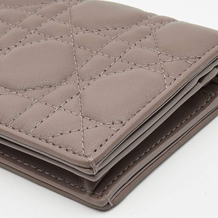 Dior Beige Leather Mini Lady Dior Wallet