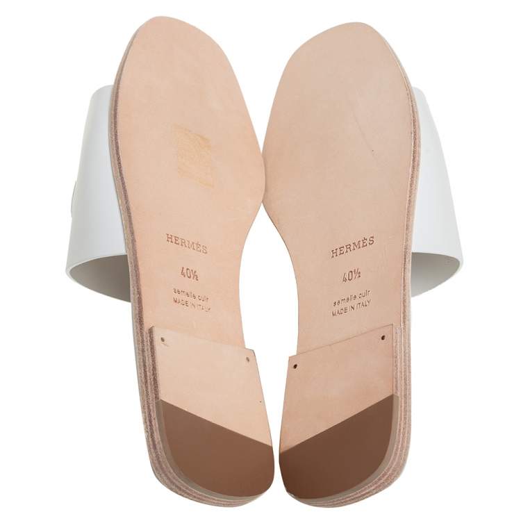 Hermès White Leather Villa Sandals Size 40.5