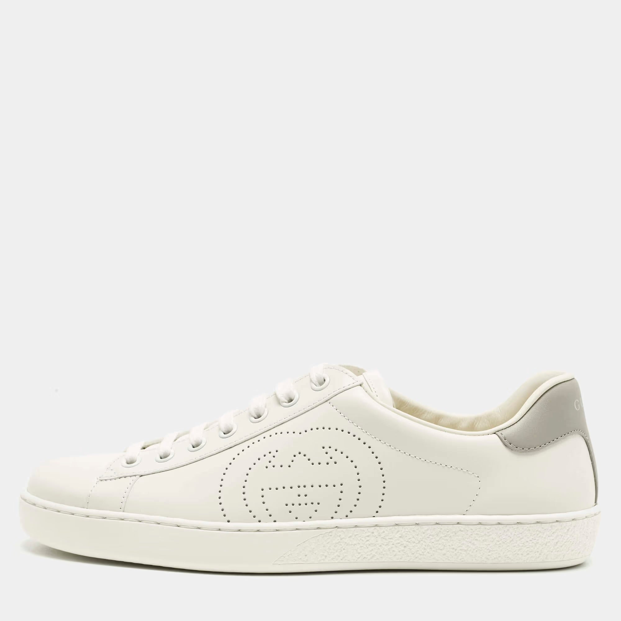 Gucci Ace Size 40 White Leather Lace Up Sneakers