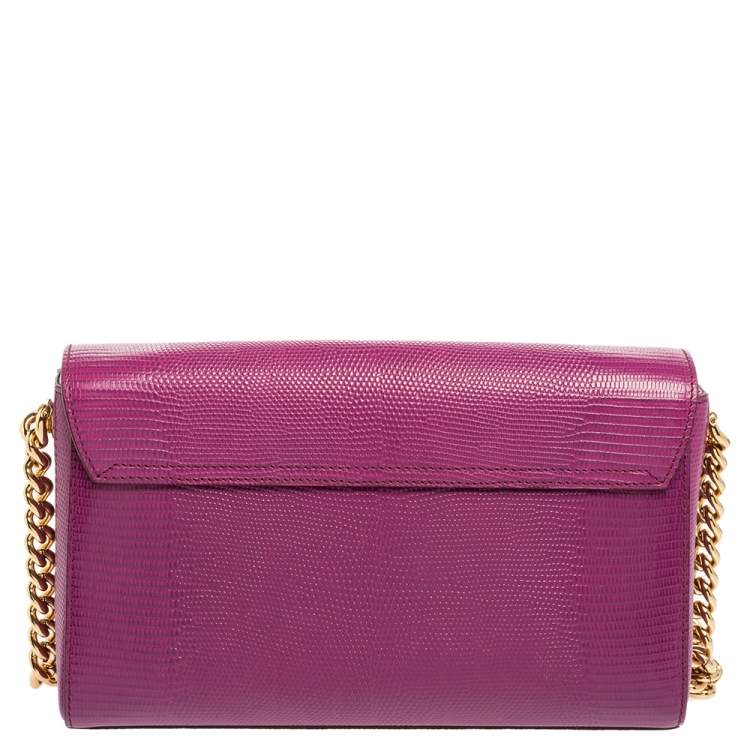 Dolce & Gabbana Magenta Lizard Embossed Leather DG Millennials Shoulder Bag
