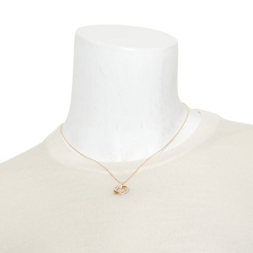2024 18k Yellow, White & Rose Gold Half Paved Diamond Trinity Pendant Necklace, Small Model