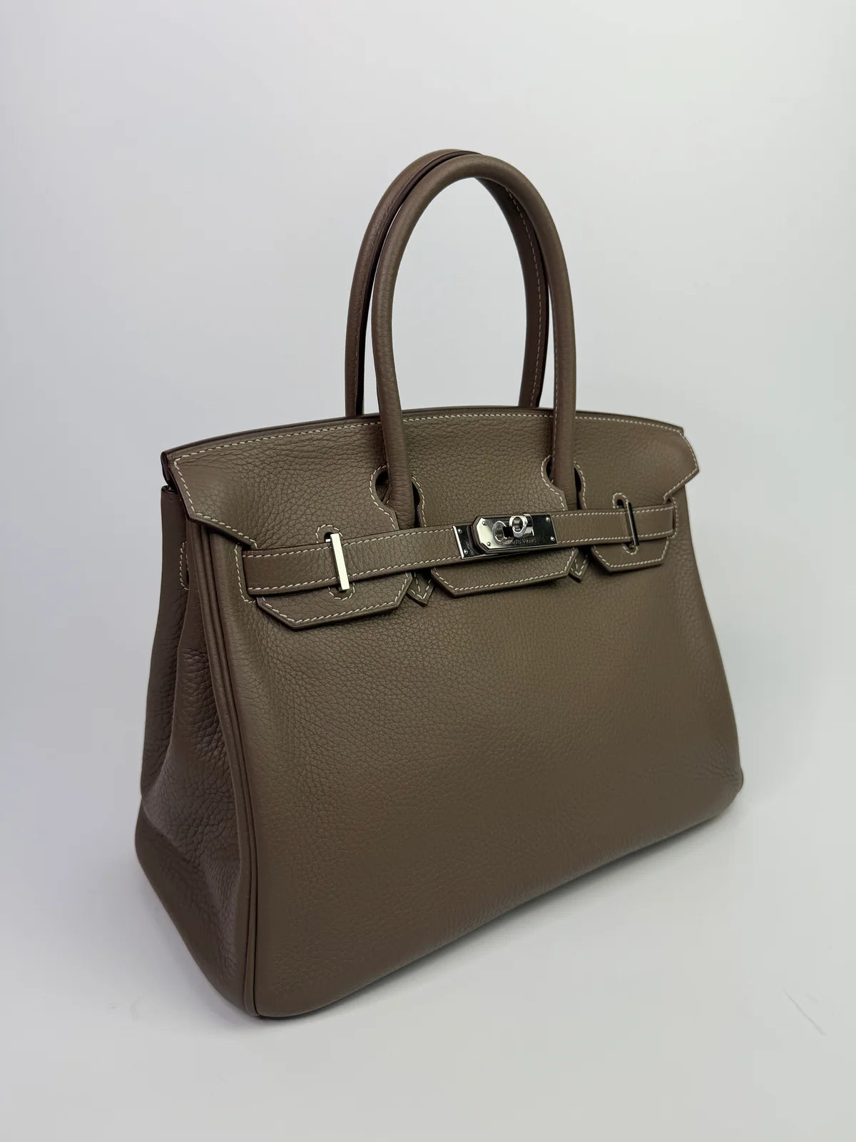 HERMÈS BIRKIN 30 IN ETOUPE CLEMENCE LEATHER WITH PHW