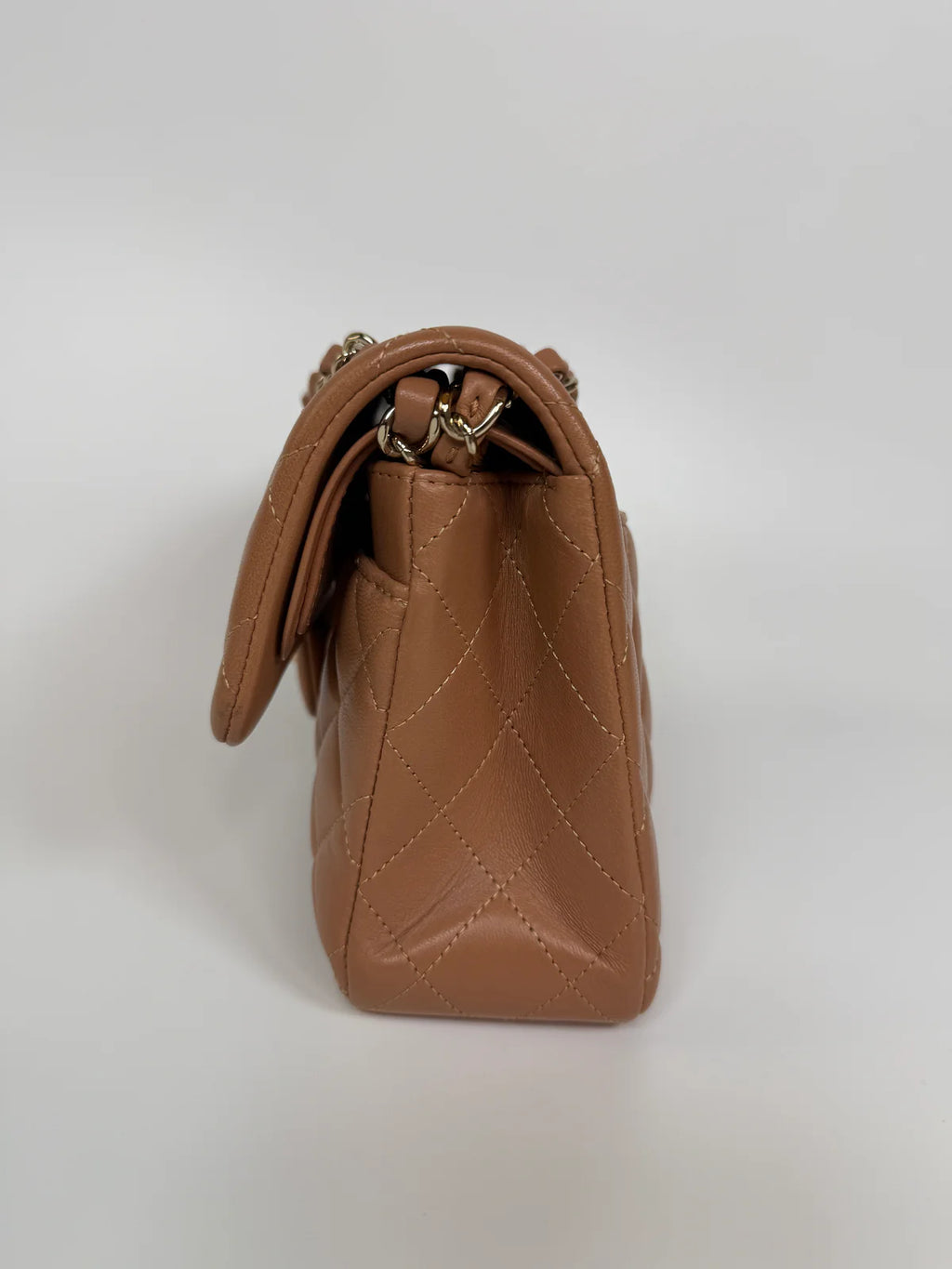 CHANEL SMALL CLASSIC DOUBLE FLAP IN BROWN LAMBSKIN LEATHER WITH GHW