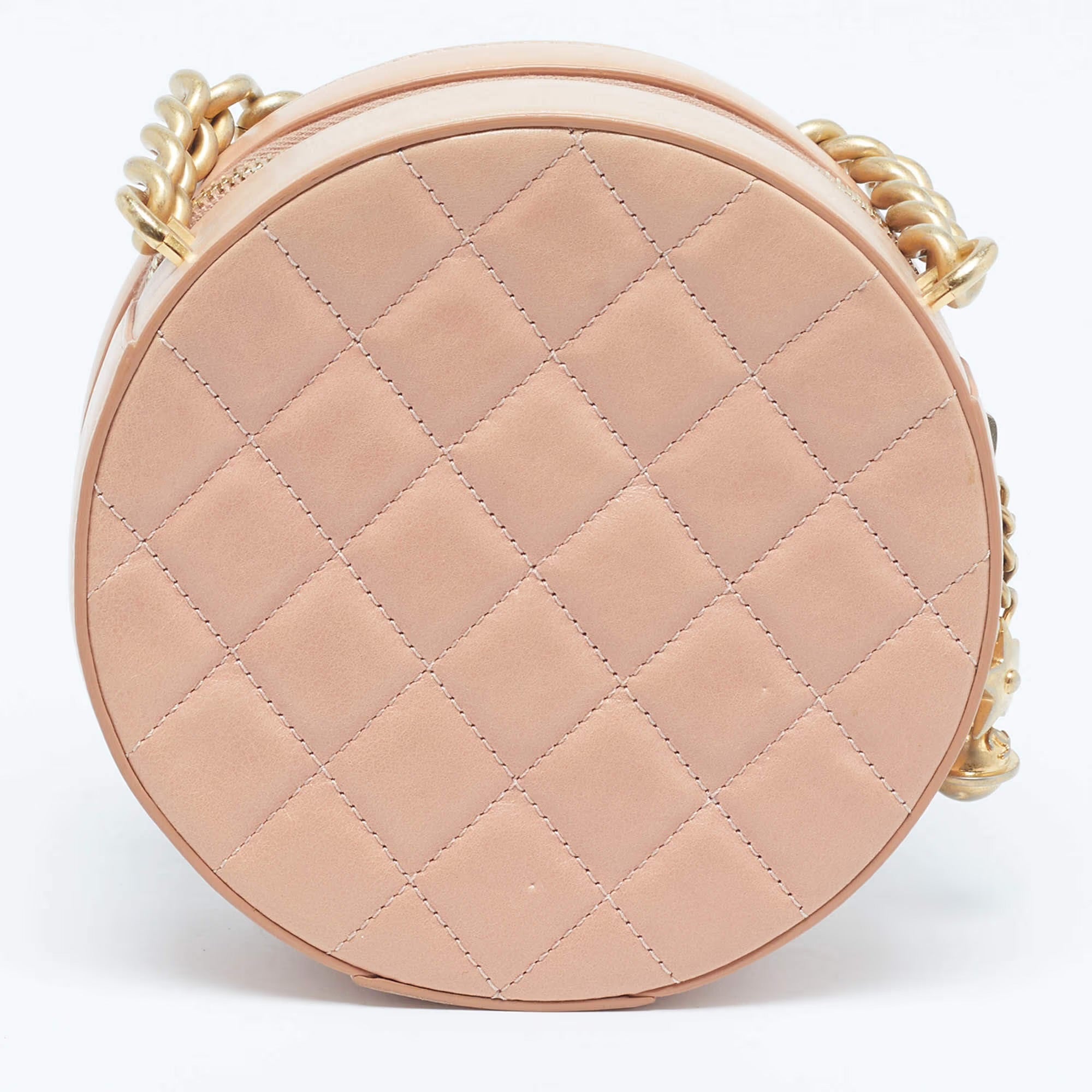 Chanel Round as Earth Peach Leather Bag