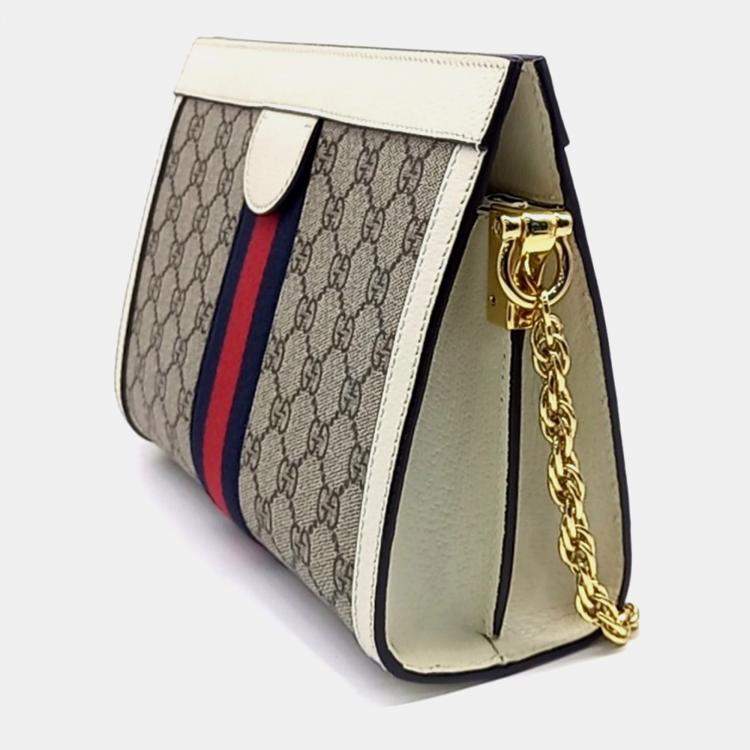 Gucci Beige White Coated Canvas and PVC Ophidia Gg Supreme Shoulder Bag