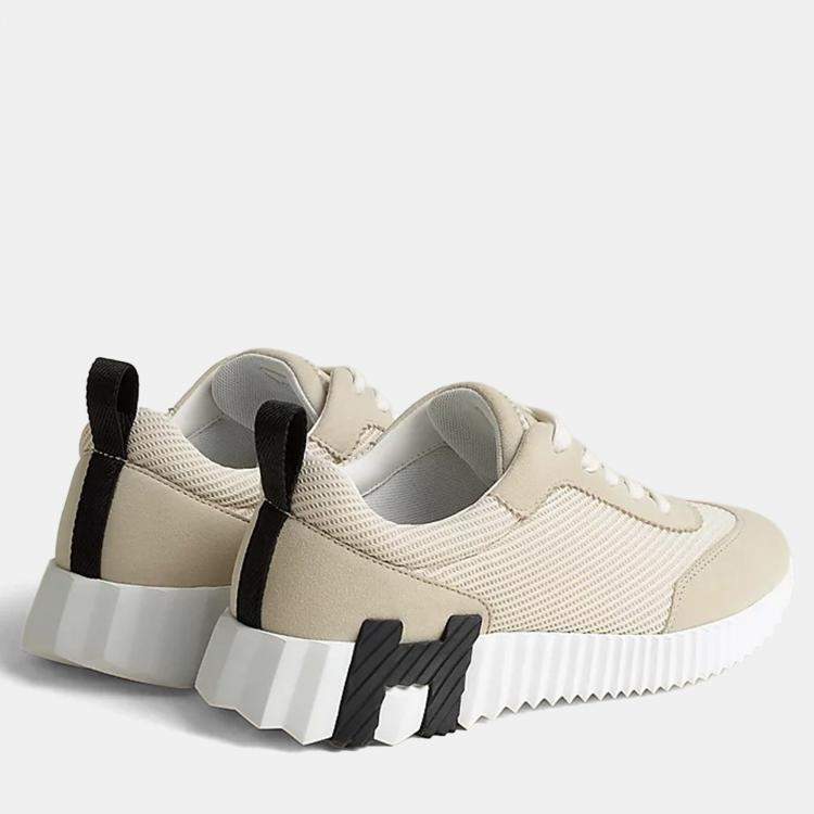 Hermes Bouncing Size 38 Beige Glaise Mesh/Suede Sneakers