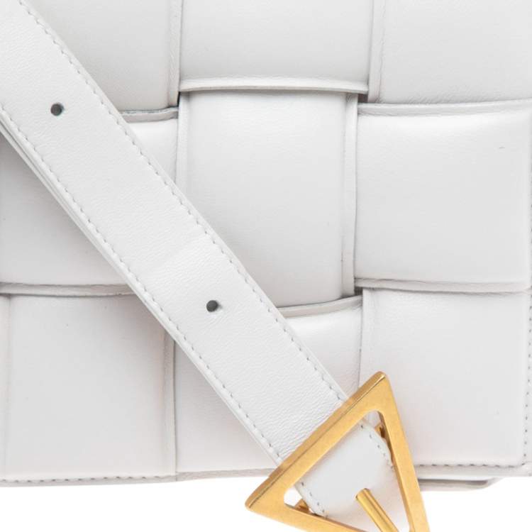 Bottega Veneta White Padded Leather Cassette Shoulder Bag
