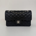 CHANEL SMALL CLASSIC DOUBLE FLAP IN BLACK LAMBSKIN LEATHER WITH SHW