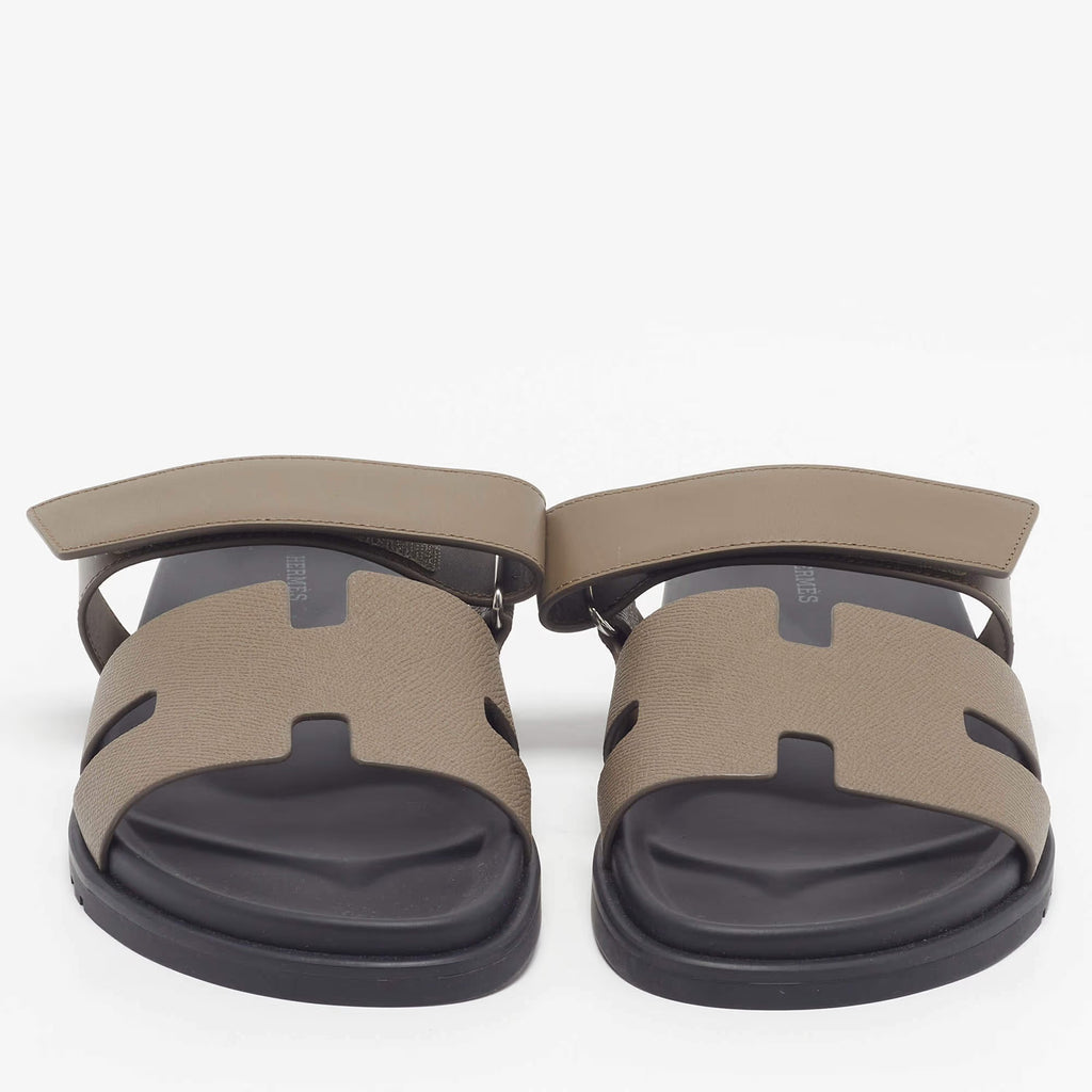 Hermès Chypre Size 43 Brown Leather Flat Sandals