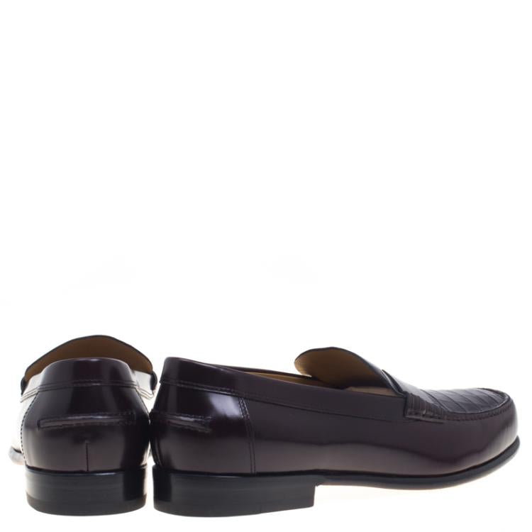 Hermes Dark Brown Croc Leather Loafers Size 44