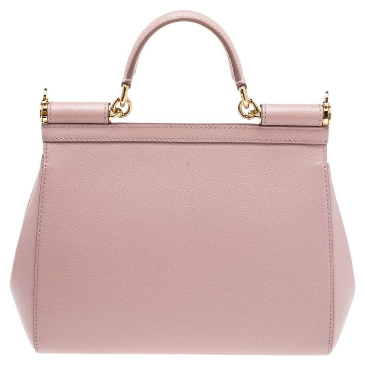 Dolce & Gabbana Baby Pink Leather Medium Miss Sicily Top Handle Bag