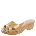Jimmy Choo Beige Patent Leather Perfume Cork Wedge Platform Slide Sandals Size 38